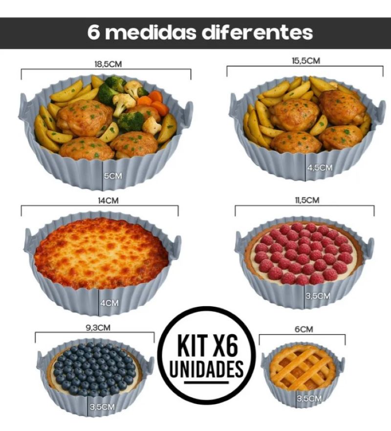 Set X6 Moldes Silicona Freidora AirFryer